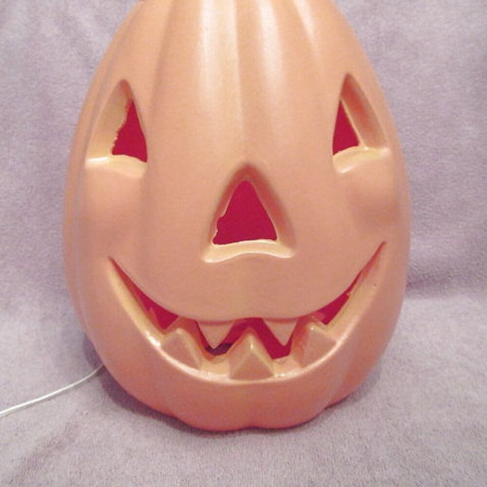 Vtg Halloween Blow Mold Light-Up Jack O Lantern Pumpkin XL 16" Yard Home Decor - Picture 3 of 12